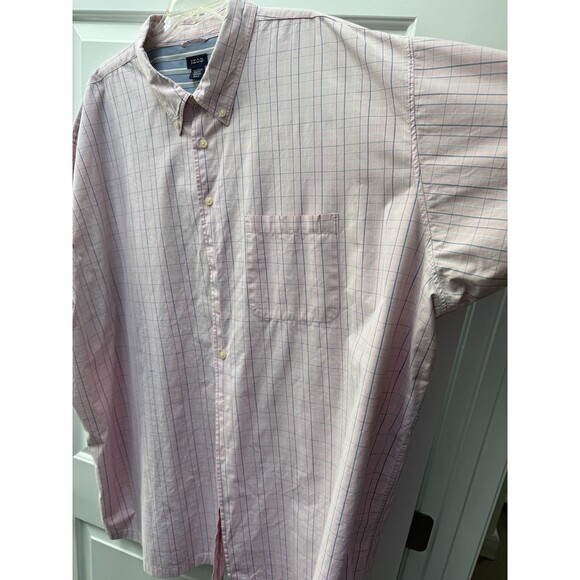 Izod Short Sleeve Button Down Shirt Men’s Size 5XLT Big & Tall Pink Plaid Casual - Picture 8 of 9